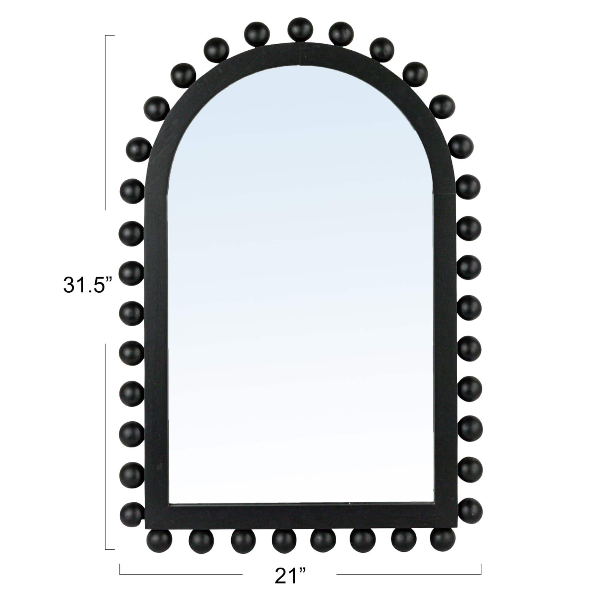 Hello Honey® 31.5" Black Boho-Southwestern Beaded Arched Firwood Wall Mirror